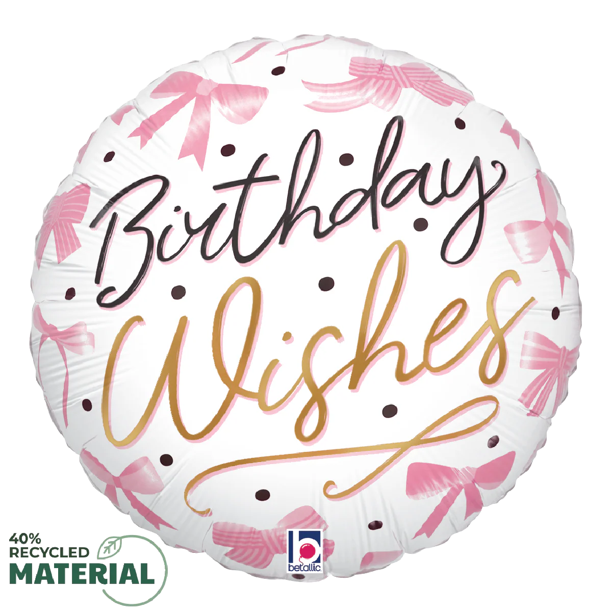 Pink Bow Birthday Wishes Balloon