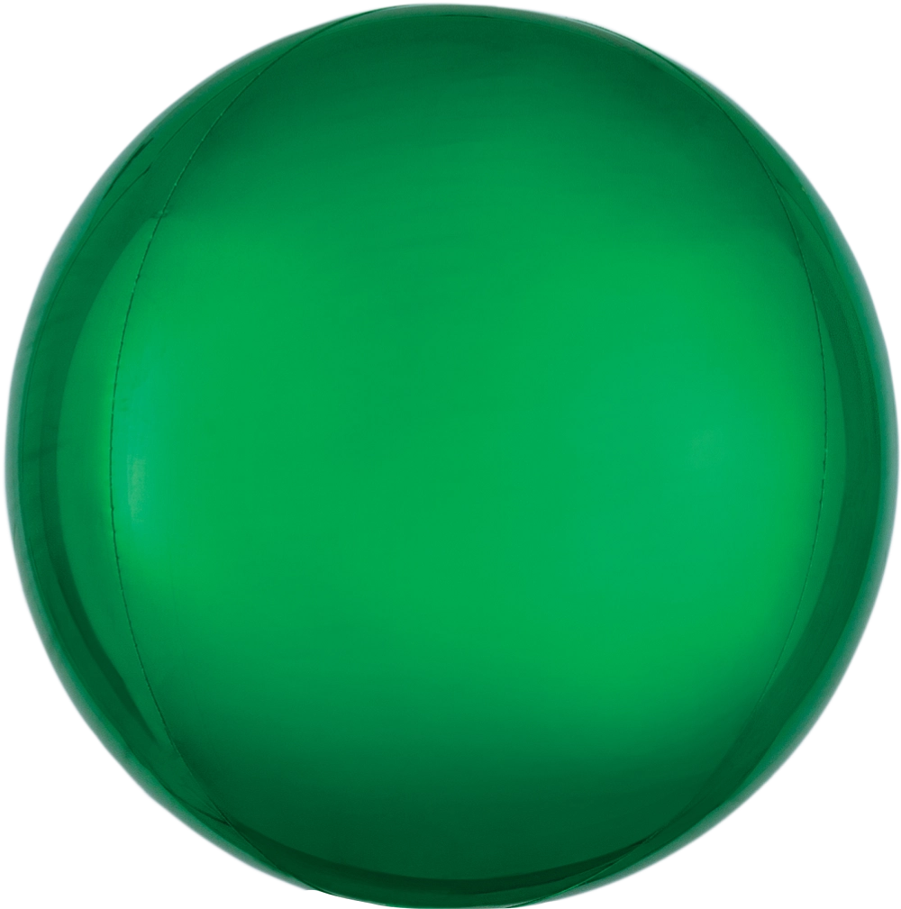 15 inch green Solid Orbz foil balloon by Anagram with coordinating ribbon