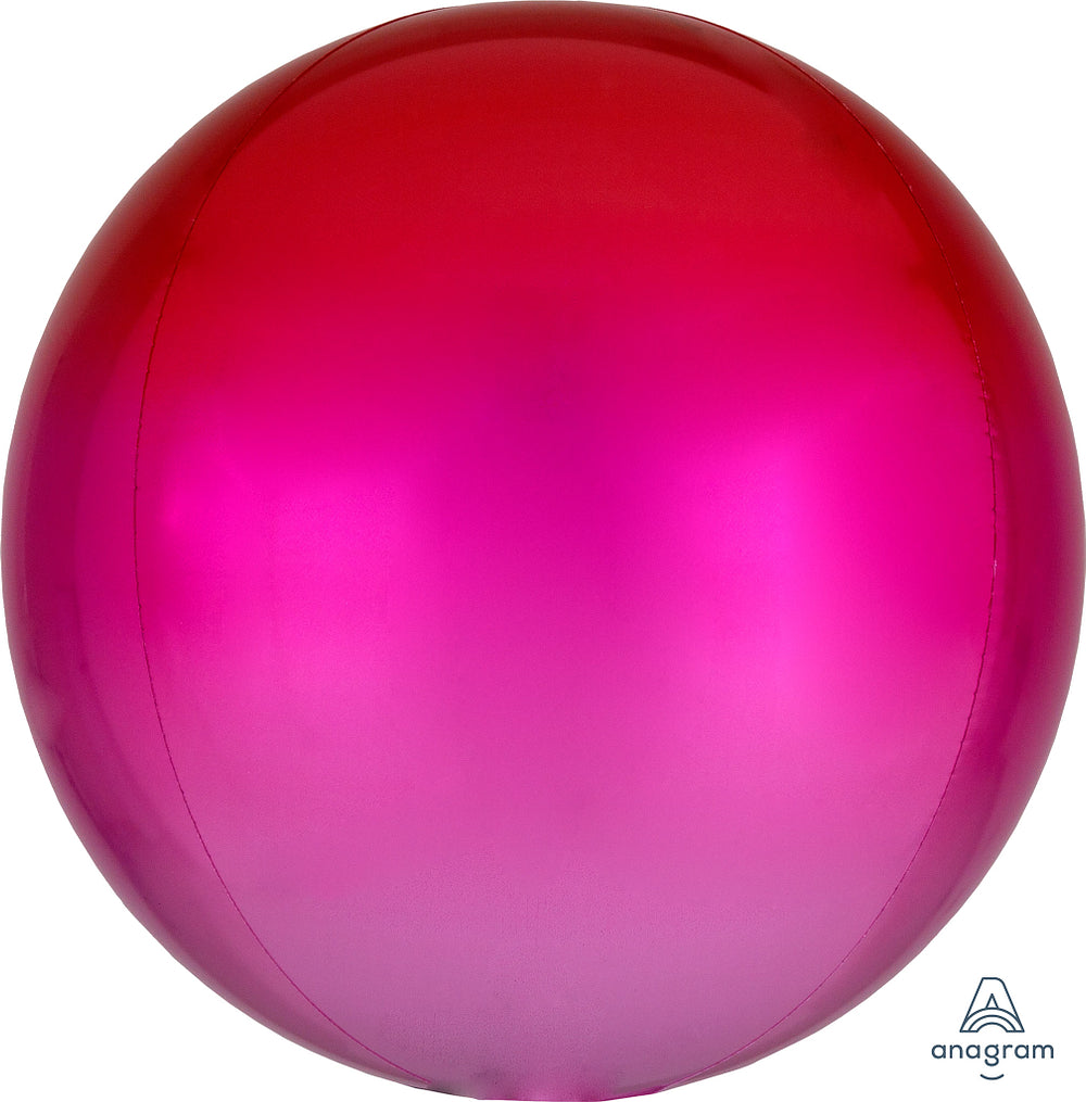 Red-Pink Ombre Orbz 15" Foil Balloon