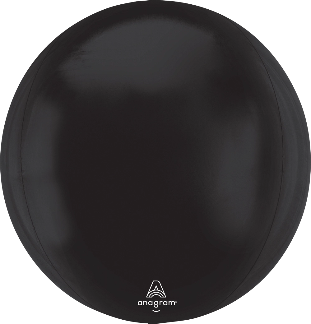 21 inch jumbo black Solid Orbz foil balloon by Anagram with anchor weight