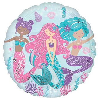 foil balloon with printed mermaids
