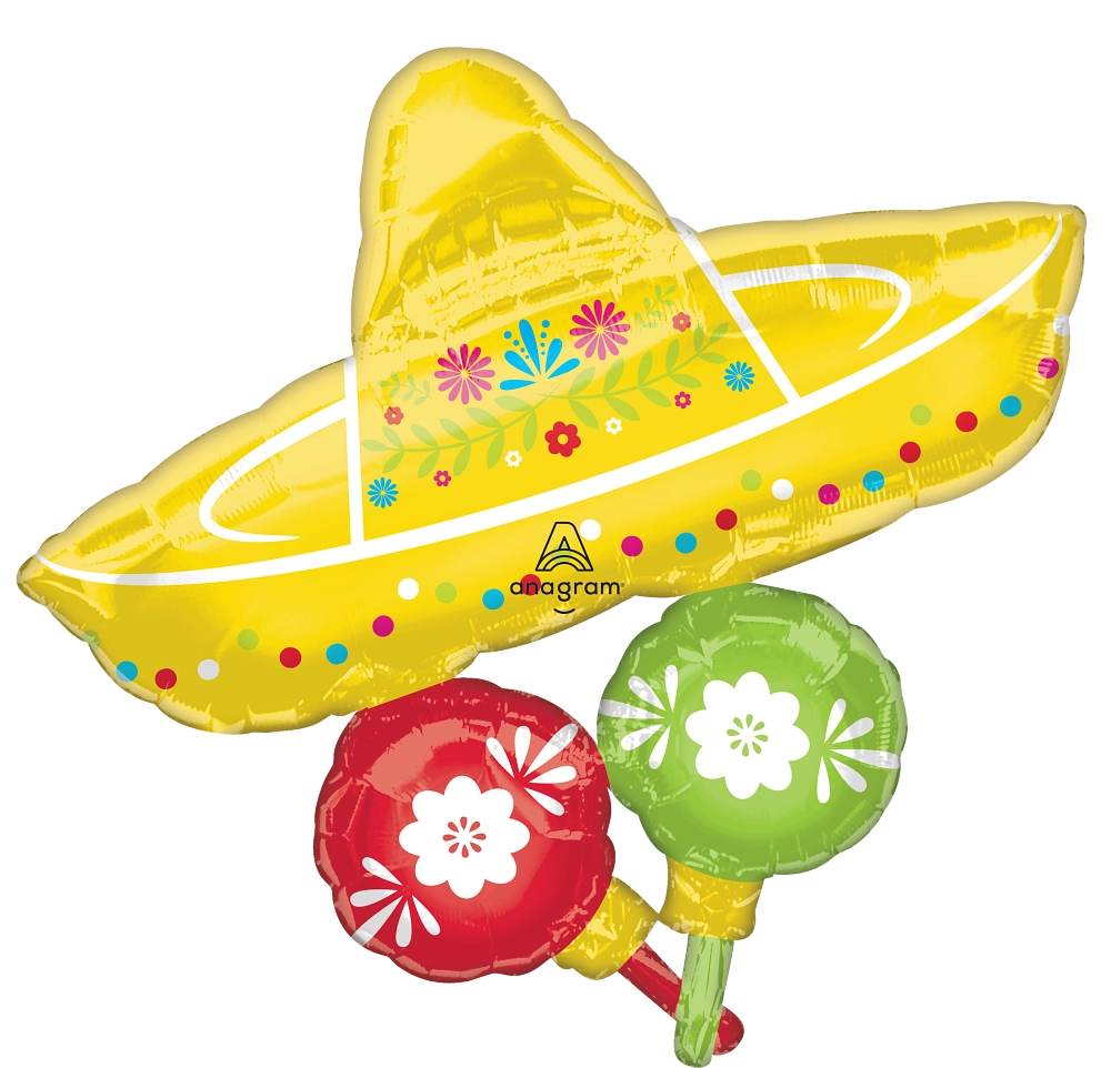 Sombrero with Maracas Foil Balloon