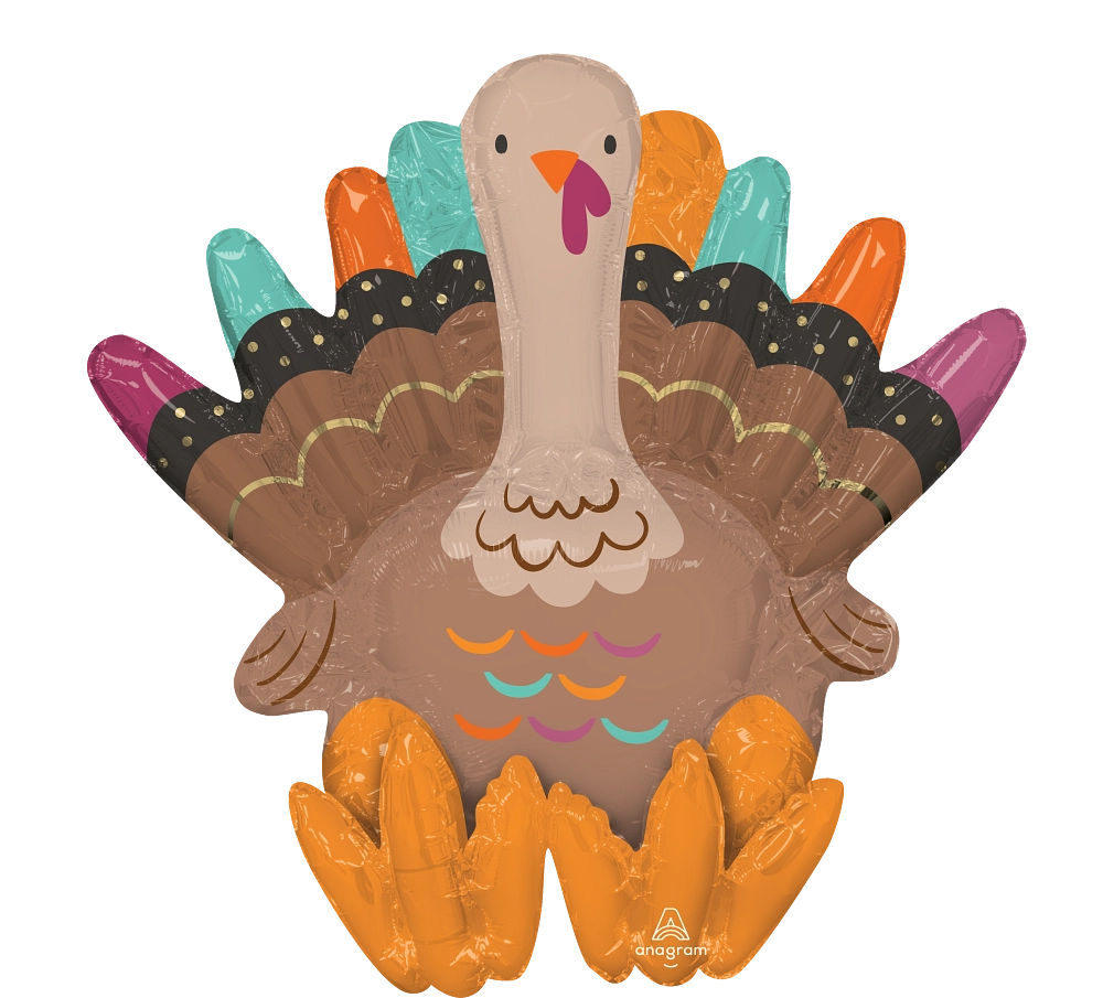 Give Thanks Turkey Sitter Foil Balloon