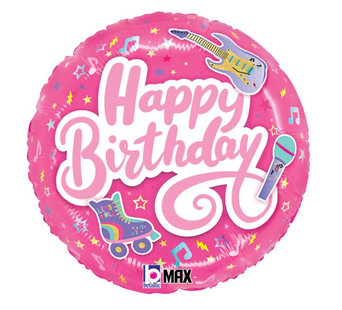 Totally Awesome Pink Music Birthday Balloon