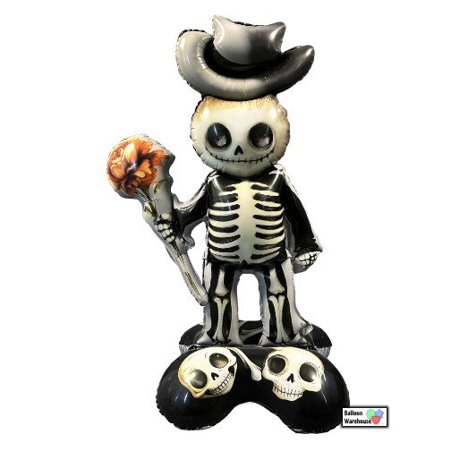 Standup Halloween Skeleton with Flower Balloon