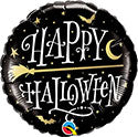 Happy Halloween Golden Broomstick Witches Foil Balloon