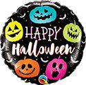 Happy Halloween Jack Faces Colorful Pumpkins Foil Balloon
