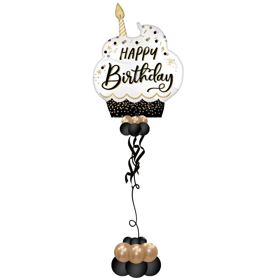 Black and Gold Birthday Balloons