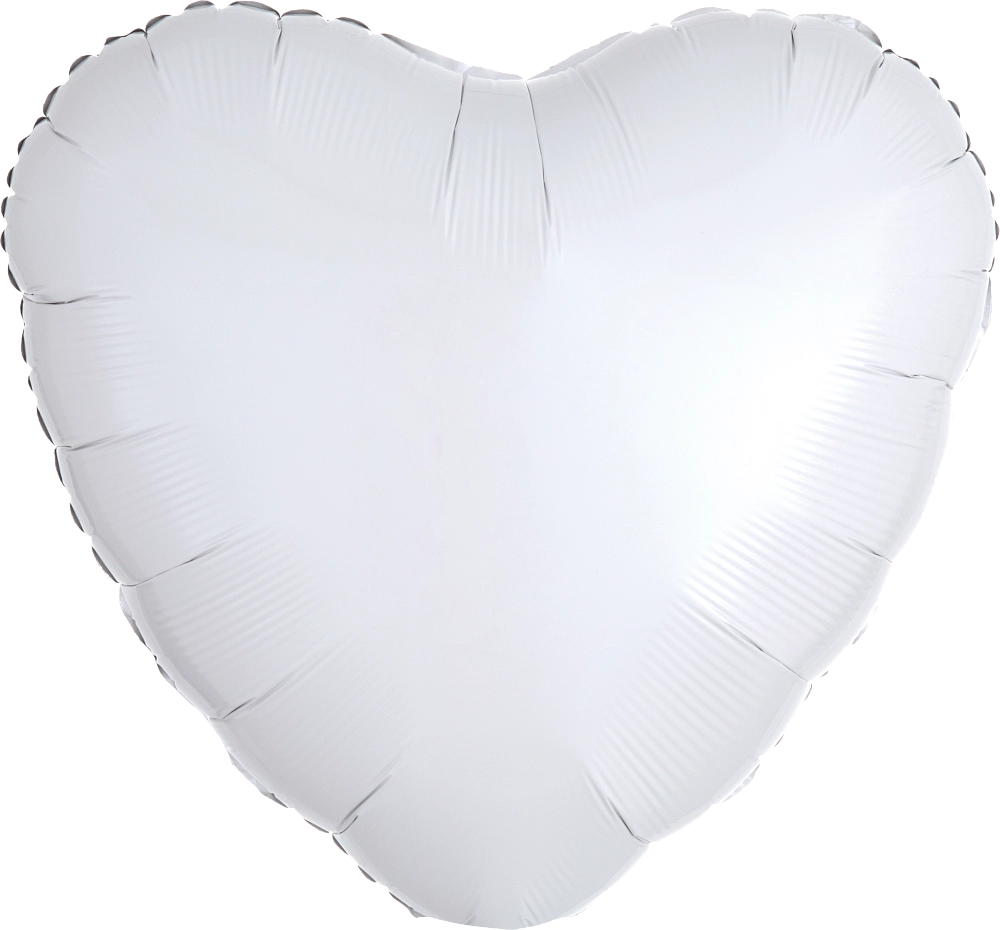 White 18 inch heart foil balloon Anagram – clean metallic white heart helium balloon