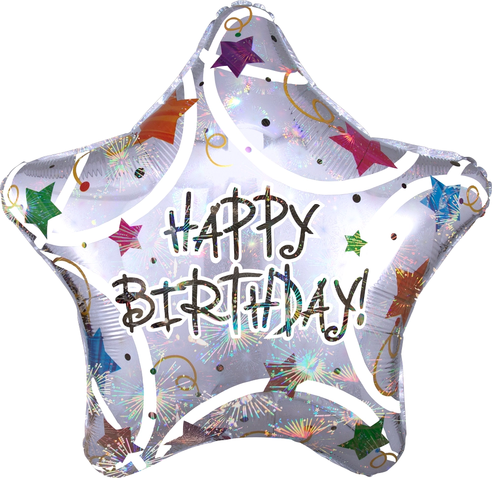 Jumbo Silver Happy Birthday Stars