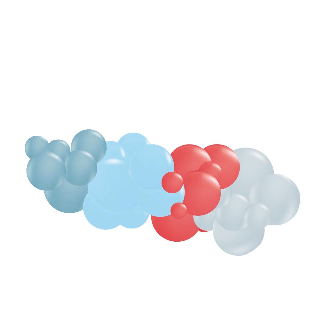 Dusty Blue & Red Garland (5 Feet)