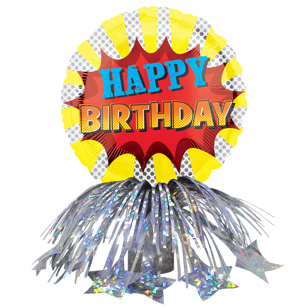 Comic Book Happy Birthday Fringe Centerpiece