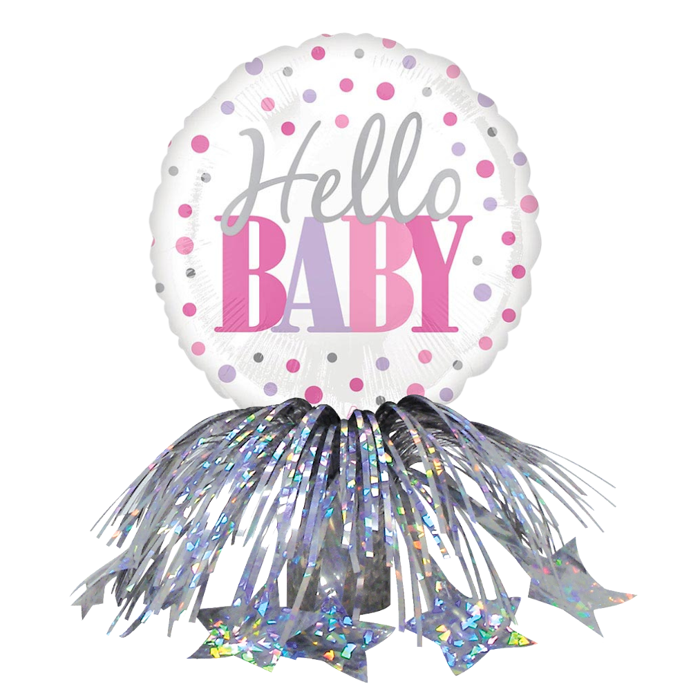 Hello Baby Pink Fringe Centerpiece