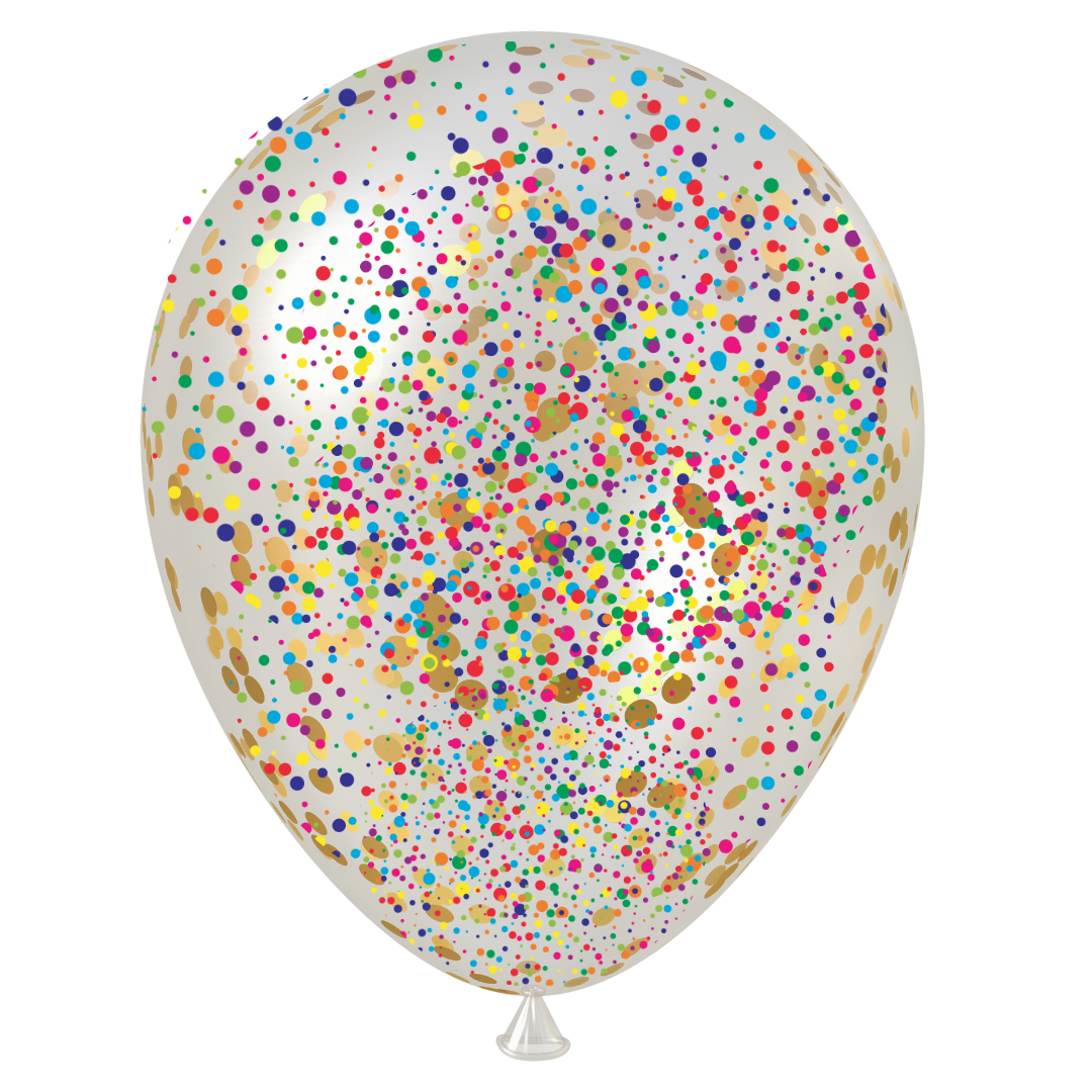 Rainbow Confetti FIlled Clear Latex Balloon (18 Inch)