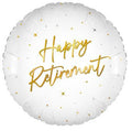 White & Gold Elegant Sparkle Happy Retirement Balloon