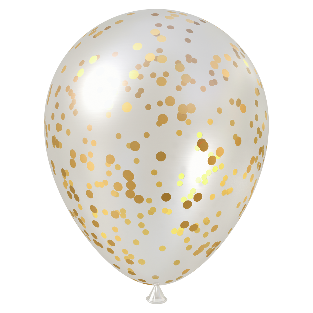 Medium Clear Gold Confetti Latex Balloon (18 Inch)