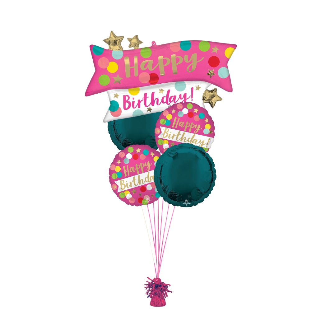 Hot Pink and Teal Birthday Bouquet
