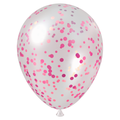 Magenta Confetti FIlled Clear Latex Balloon (18 Inch)