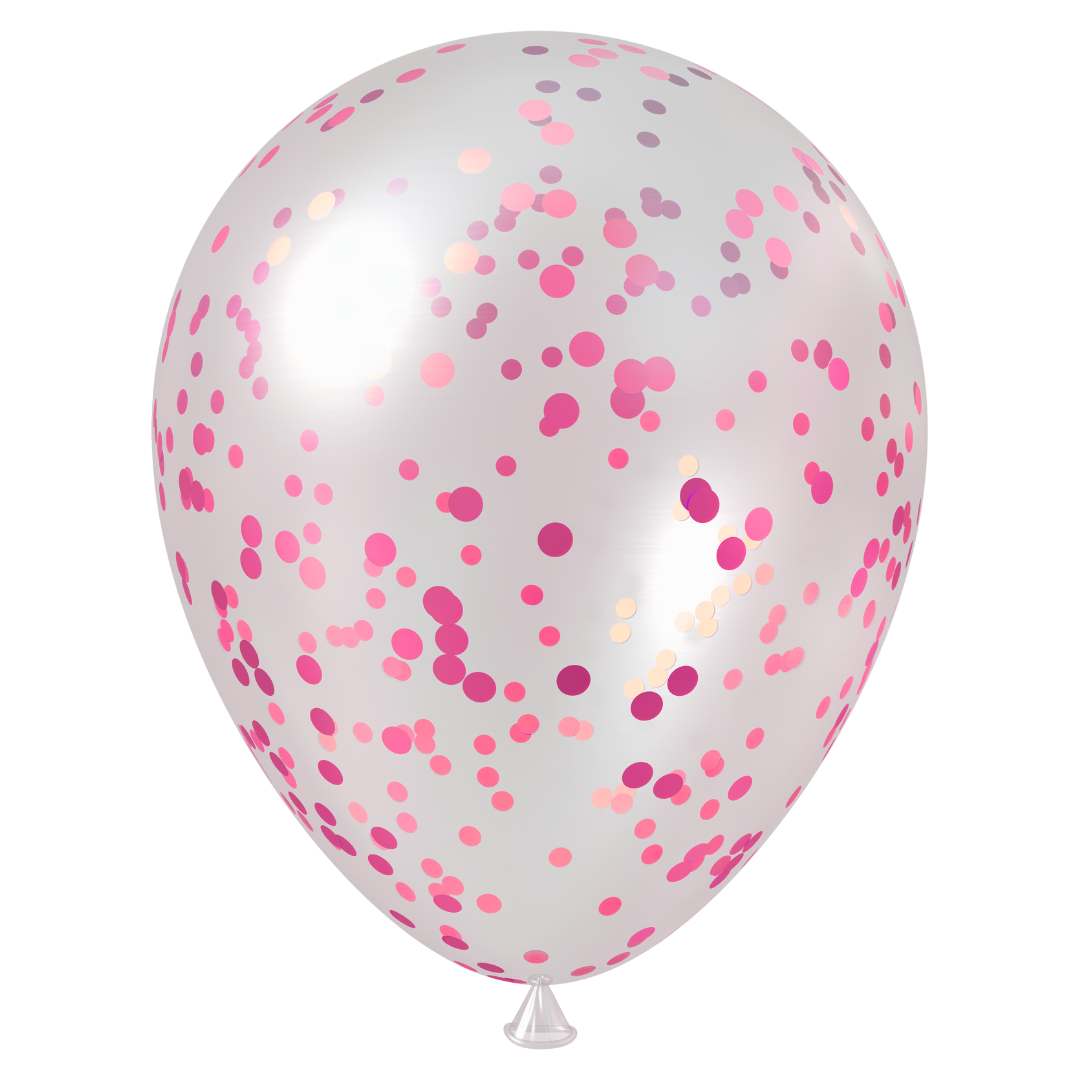 Medium Clear Magenta Confetti Latex Balloon (18 Inch)