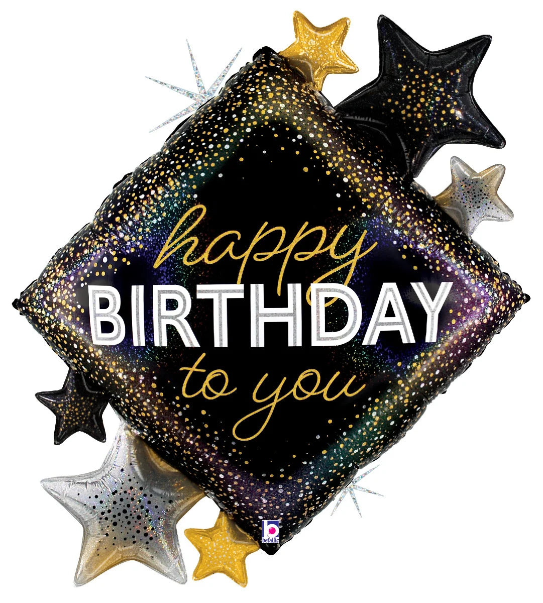 Happy Birthday To You Metallic Diamond Stars Foil Balloon