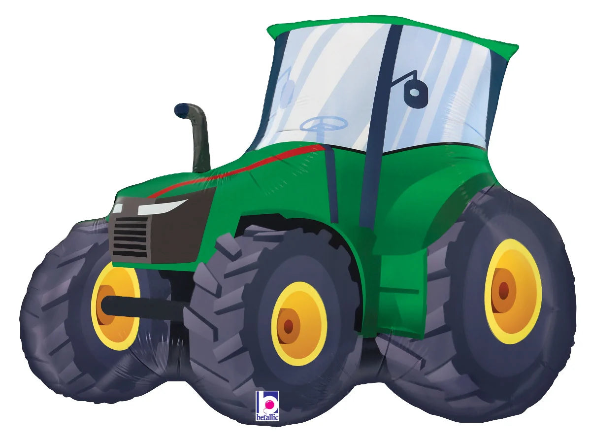 Green Farm Tractor Foil Balloon