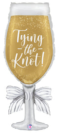 Satin Tying the Knot Champagne Engagement Glass Balloon