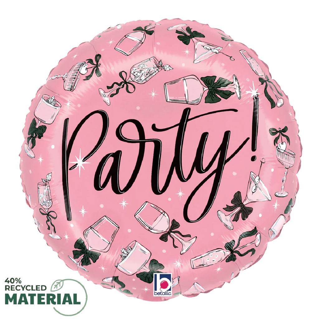 Black Bow Party Cheers Drinks Balloon (18 Inch)