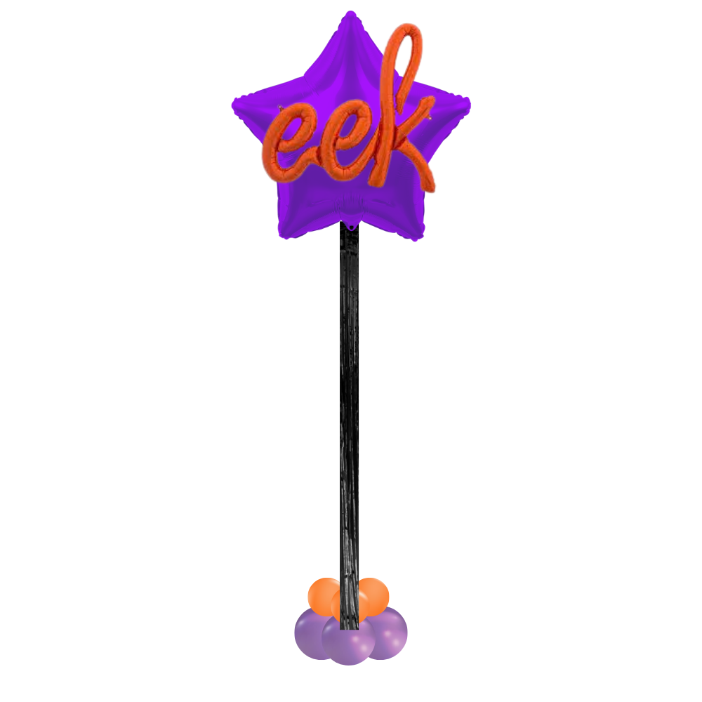 Purple and Orange Halloween Eeek  Star Helium Column
