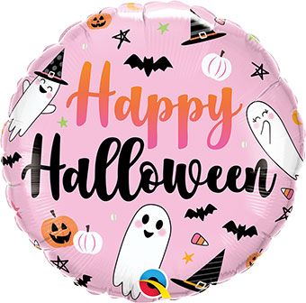 Cute Happy Halloween Pink Icons Foil Balloon
