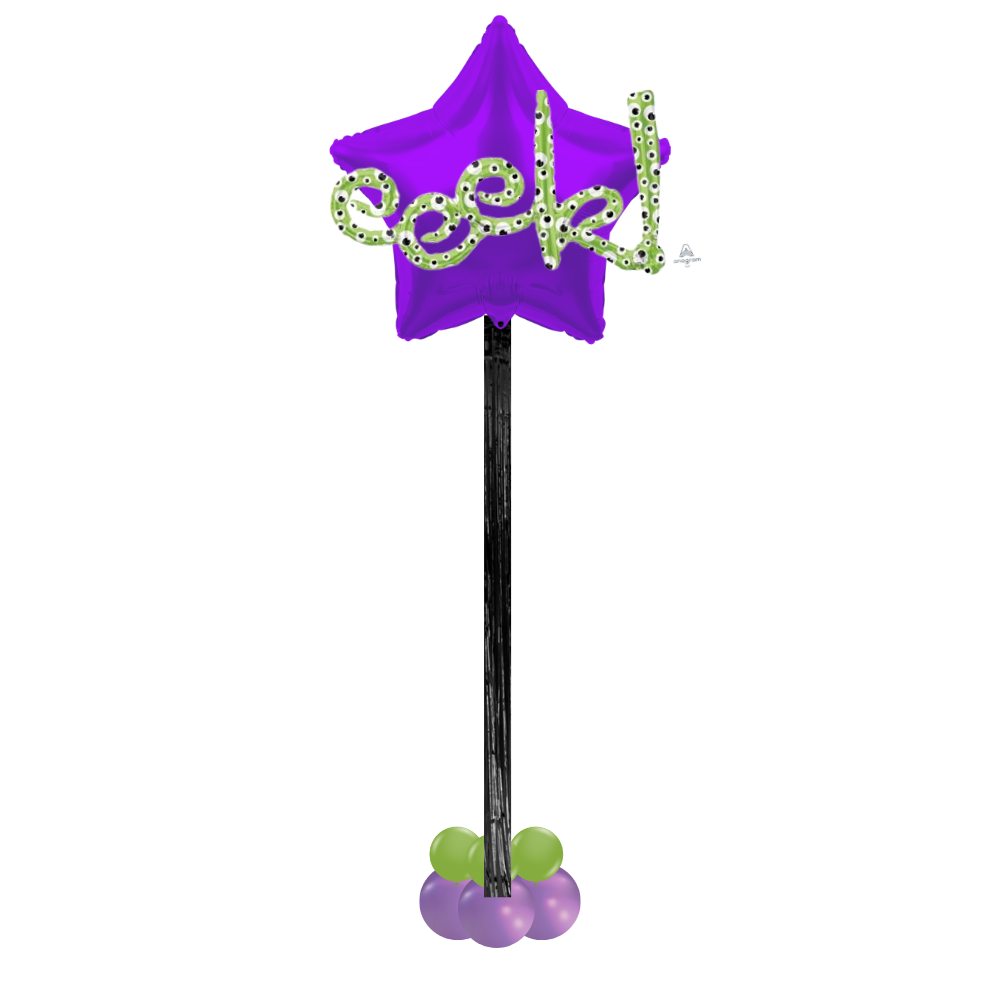 Purple Halloween Eeek Monster Eyes Star Helium Column