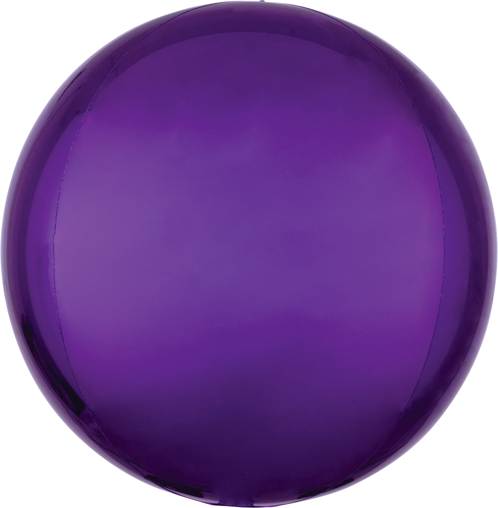 15 inch purple Solid Orbz foil balloon by Anagram with coordinating ribbon
