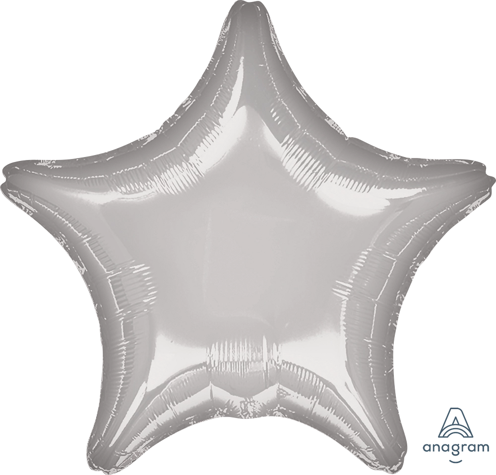 Metallic silver 18 inch star foil balloon Anagram – classic chrome silver star helium balloon