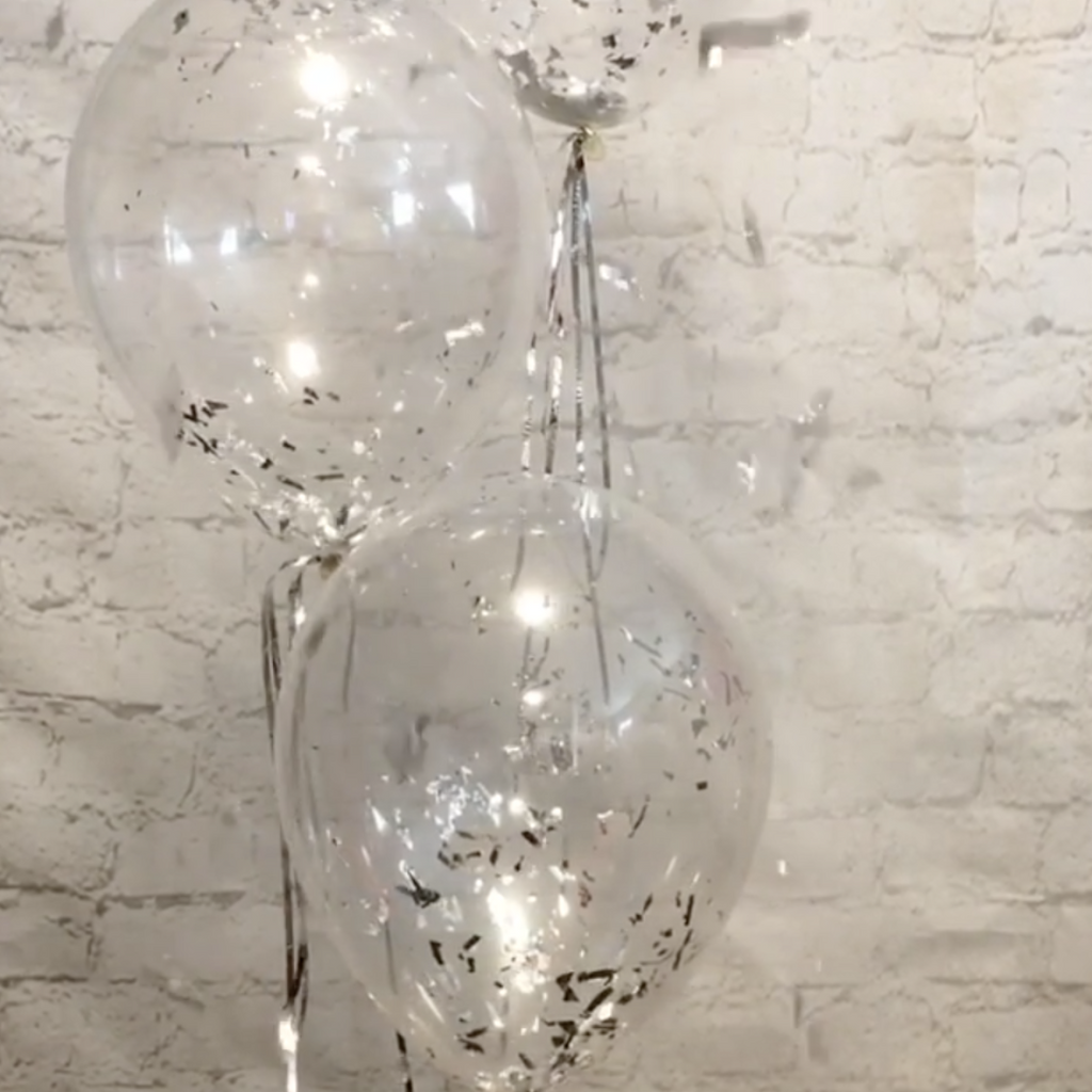 Silver Hanging Streamer Balloon Tails