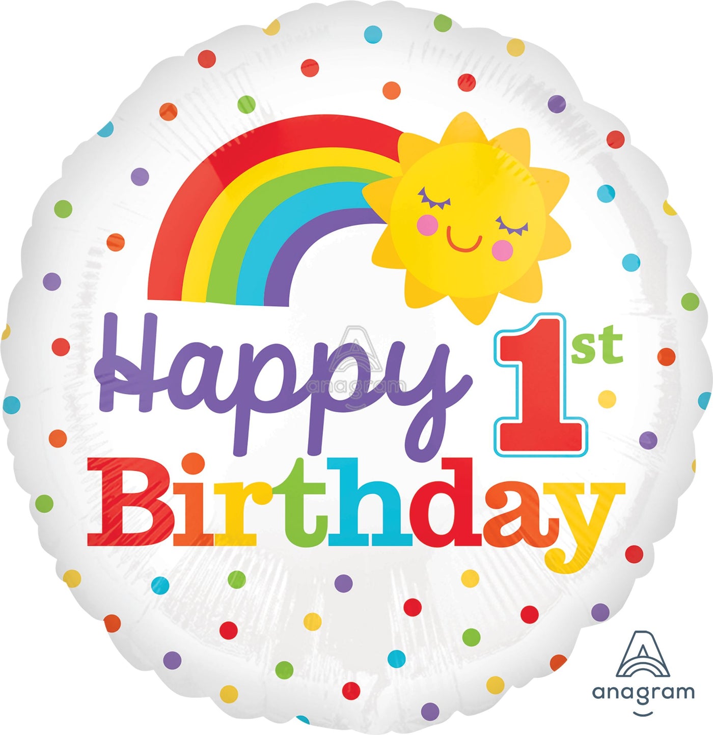 1st Birthday Rainbow 18" Foil Balloon