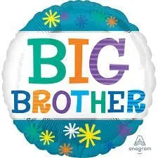 Big Brother royal blue 18 inch foil balloon Anagram – new sibling celebration helium balloon