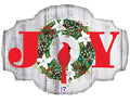 Rustic Joy Wreath and Cardinal Sign Balloon (32 Inch)
