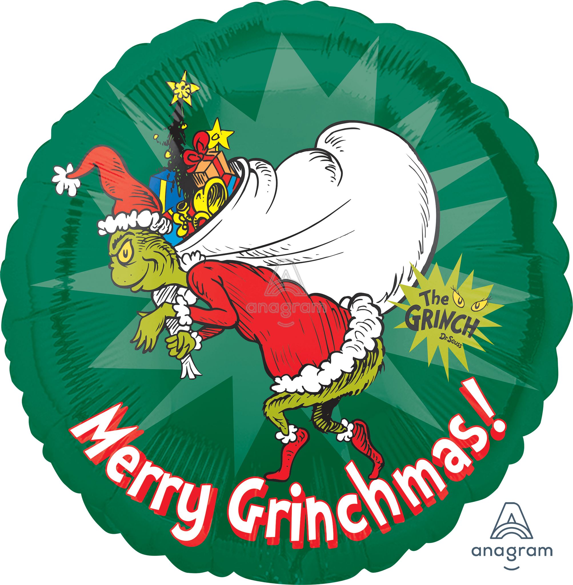 Vintage Merry Grinchmas Balloon (18 Inch)