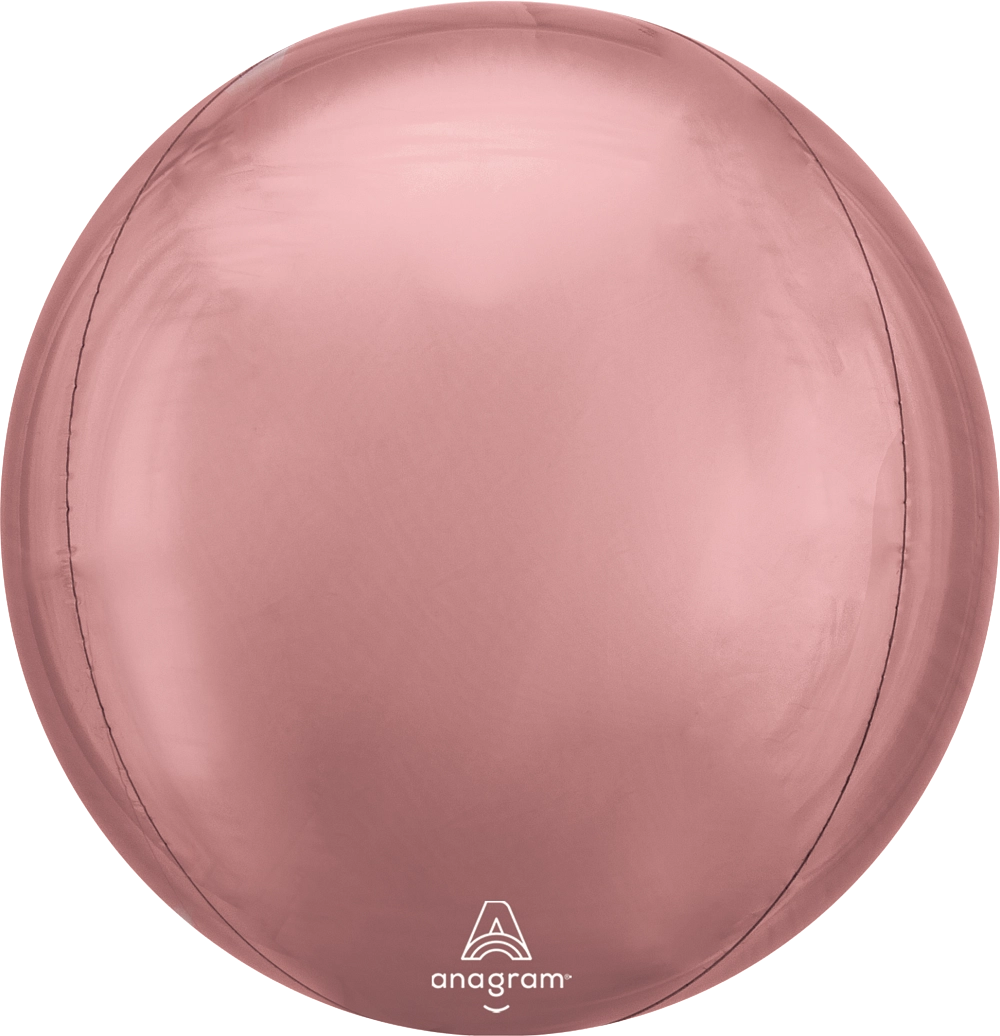 15 inch rose gold Solid Orbz foil balloon with foil-wrapped anchor weight