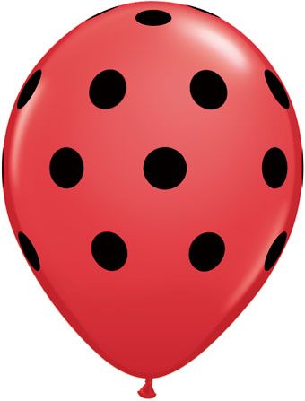 Small 11" Red & Black Polka Dot