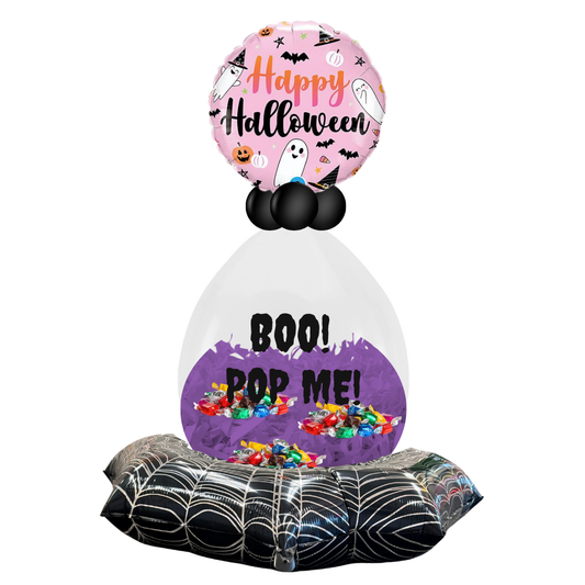 Pink Halloween Boo-Loon Boo Basket Balloon with Candy Inside