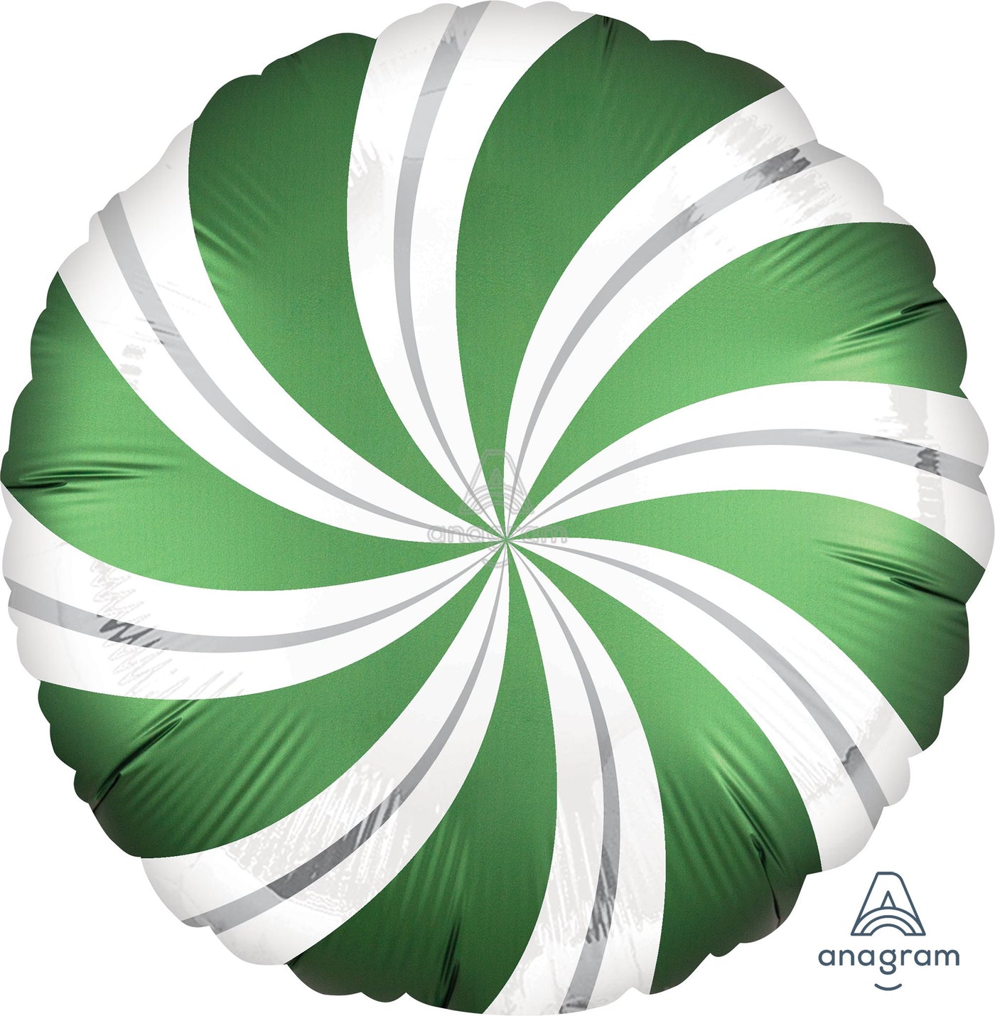Green Satin Peppermint Swirl Balloon (18 Inch)