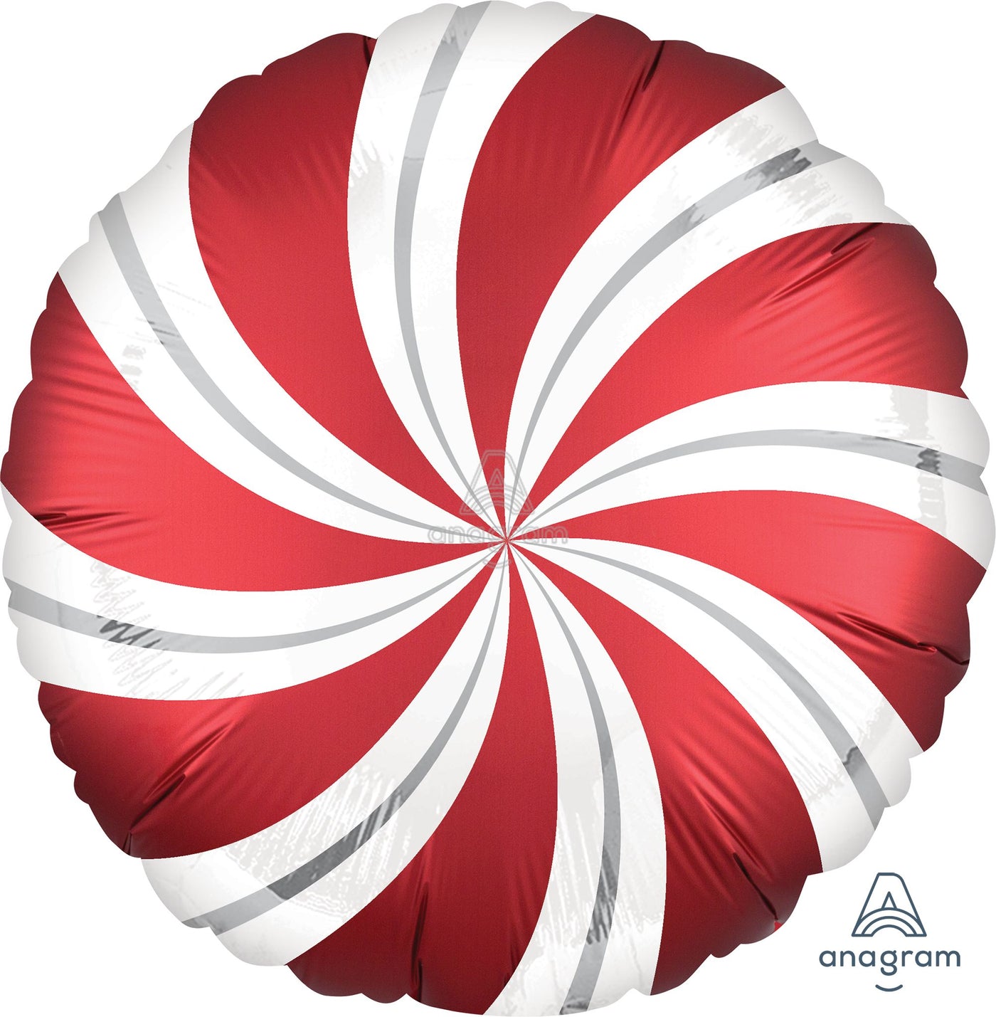 Red Satin Peppermint Swirl Balloon (18 Inch)