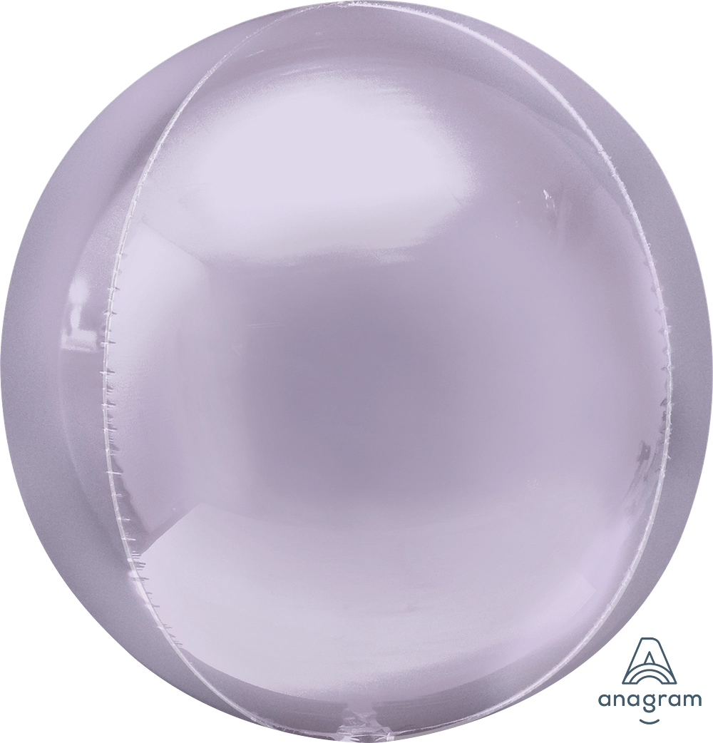 15 inch pastel lilac Solid Orbz foil balloon with coordinating ribbon