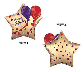 Satin Happy Birthday Star 28" 3D Foil Balloon