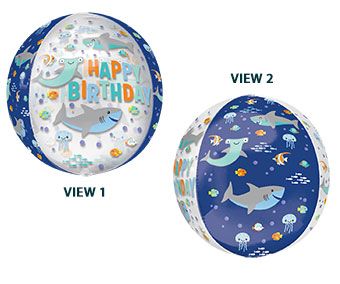 Happy Birthday Shark Orbz Balloon (15 Inch)