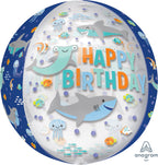 Happy Birthday Shark Orbz Balloon (16 Inch)