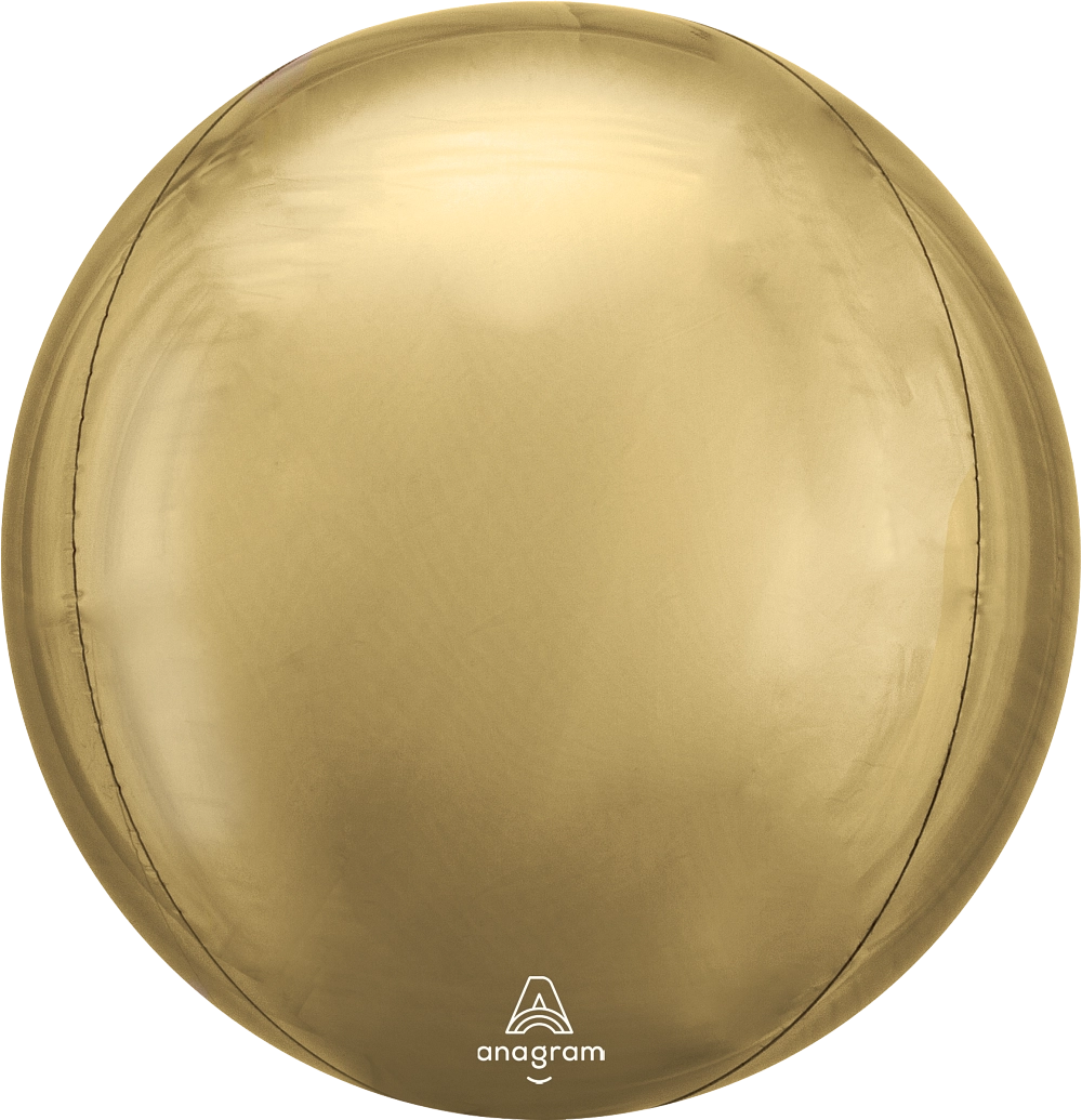 15 inch white gold Solid Orbz foil balloon with coordinating ribbon