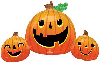 Smiley Pumpkin Trio Foil Balloon (35 Inch)