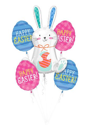 Happy Easter Bunny 5 Pack Foil Balloon Kit