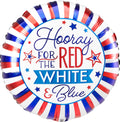 Hooray for the Red, White, and Blue Stars and Stripes Foil Balloon (18 Inch)